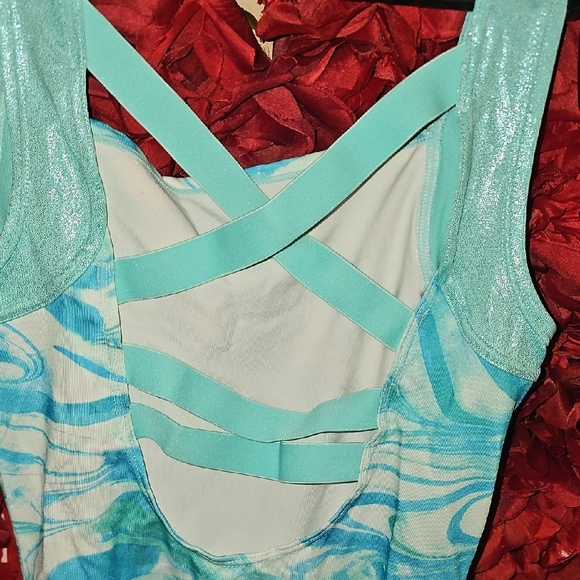Justice Girls Swirled Blue and White Leotard Size 12 - Picture 6 of 7